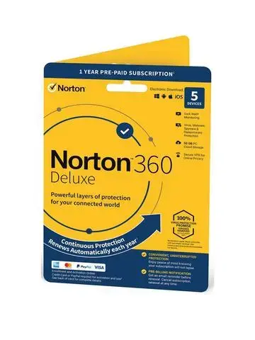 Norton 360 Deluxe 3 User 1 Year With Free Mask